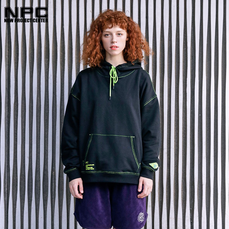 npc 潮牌太空系列新款时尚潮流简约宽松休闲运动连帽套头卫衣男