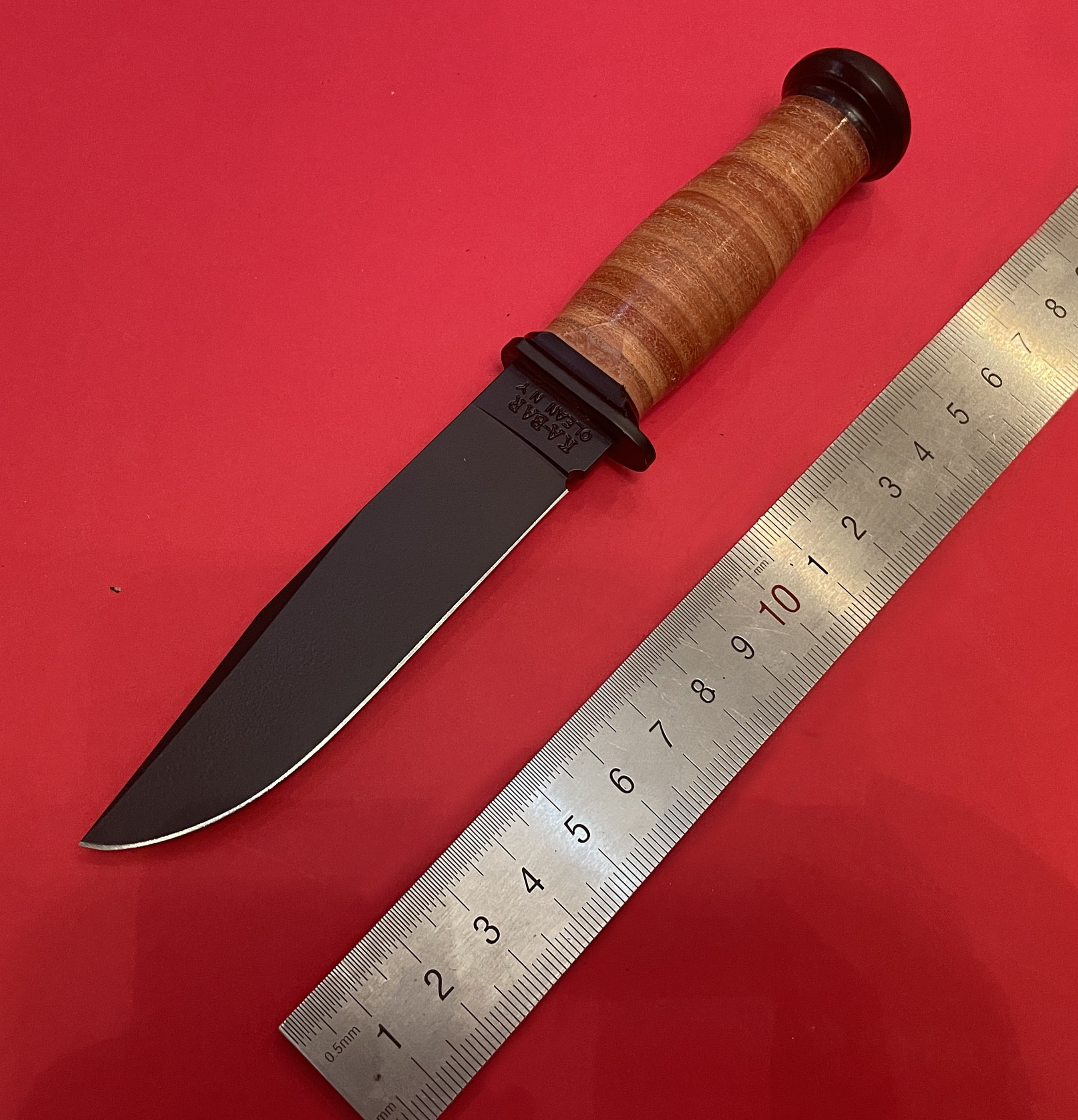 美国进口卡巴kabar mk1直刀具usn户外生存小刀高碳钢牛皮柄随身刀