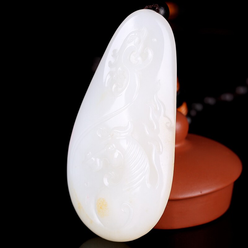 省级玉雕大师袁长军作品 和田羊脂玉 龙马精神 手把件 重78.675g
