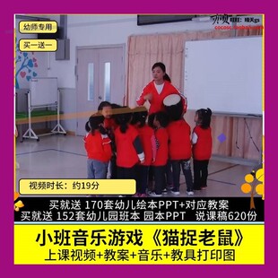 幼儿园优质公开课小班音乐游戏活动《猫捉老鼠》视频示范课教案3