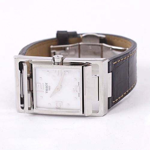 【善淘助残义拍】天梭方形皮款女士贝壳表 js003024