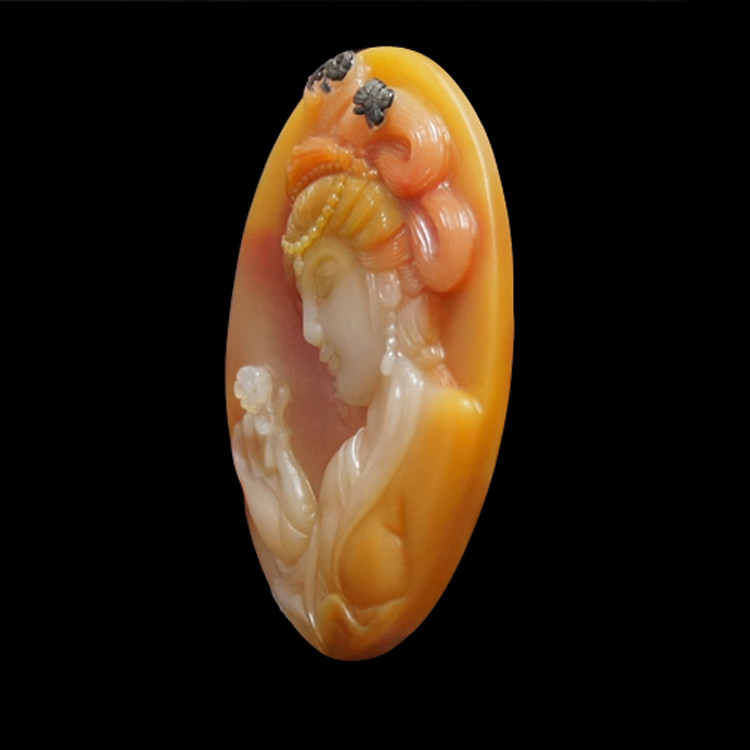 90 新疆金丝玉美女挂件 25.217g