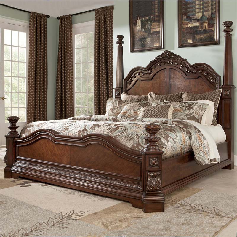 法式床美式乡村实木雕花主卧1.8米双人床仿古罗马柱高端奢华婚床