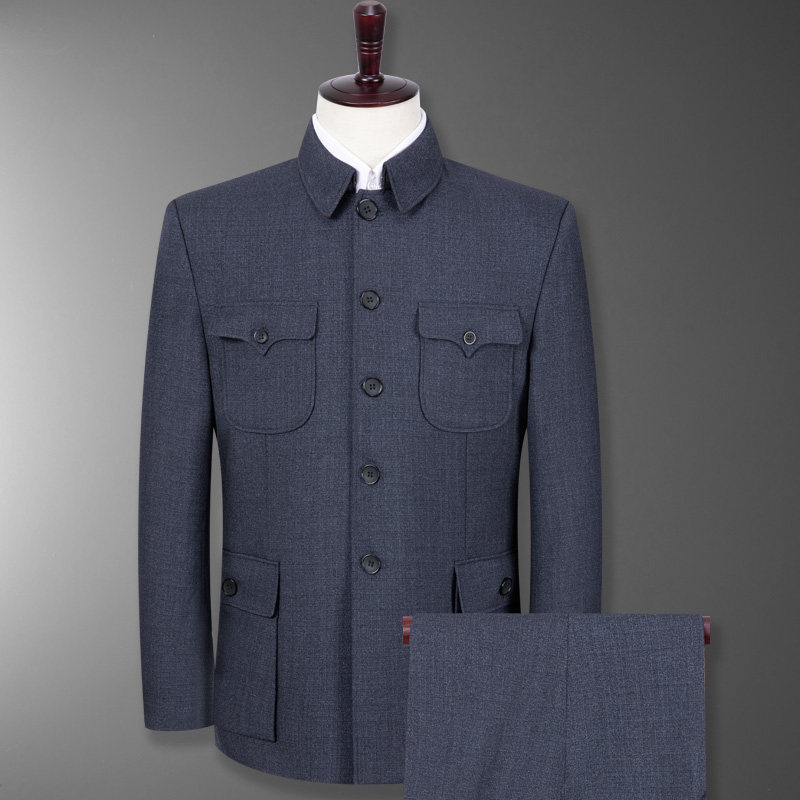 9860p195中山装套装男爷爷四季款翻领中老年民族服