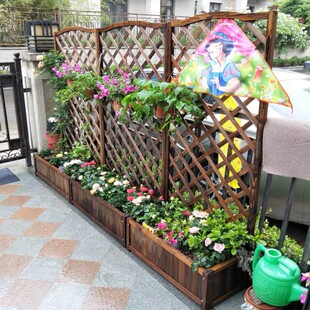 户外爬藤花架置物架防腐木庭院花园大型栅栏隔断阳台装饰花盆支架