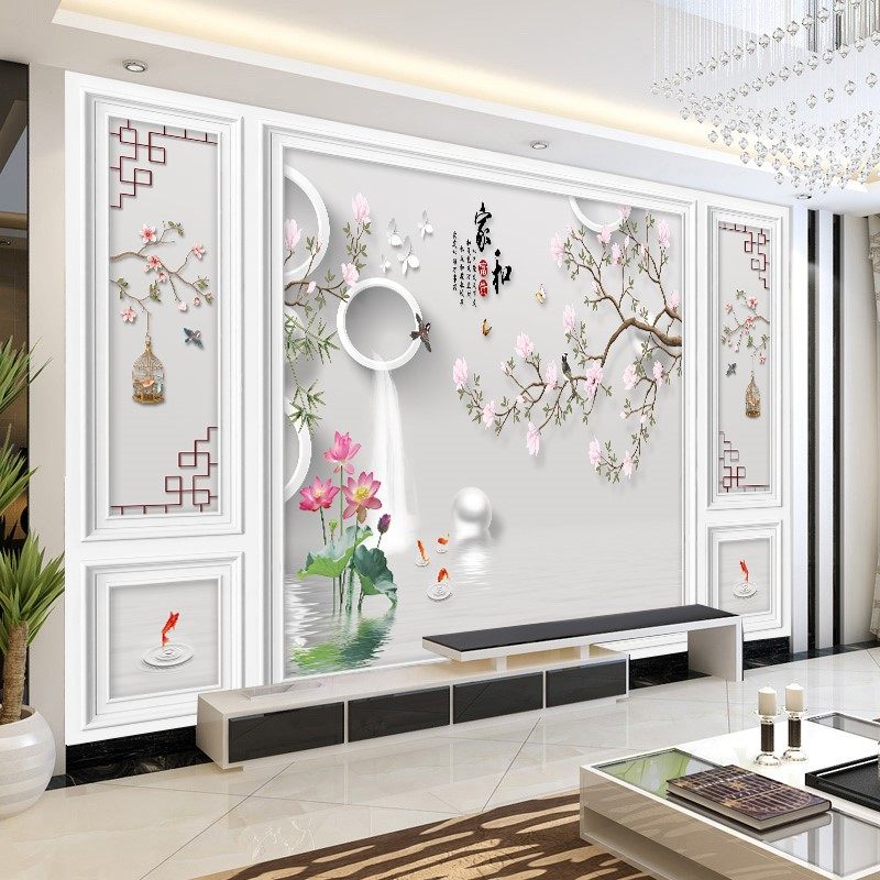 电视背景墙壁纸2021年新款8d立体壁画