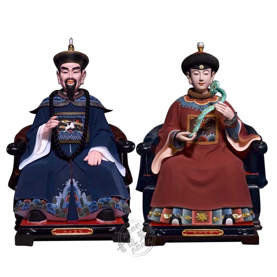 26寸胡三太爷太奶像 胡黄仙家像 保家仙 云锦古彩 道教神像 72cm
