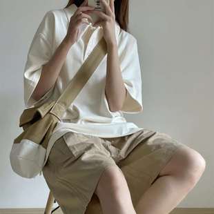 盐系半袖Polo衫上衣女宽松夏季洋气韩版chic设计感小个子短袖t恤