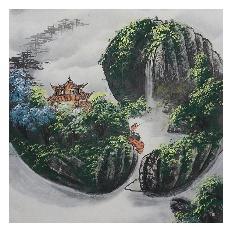 吴增《风水宝地》夜现观音 99x50cm