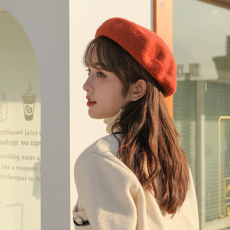 solar system Painter cap Beret Woolen Bud Autumn and winter Korean Edition black blue England Retro Big Head circumferencein the Accessories/Leather belt/Hat/Muffler , Hat category - from Buy2taobao.com to provide professional Taobao agent buy service