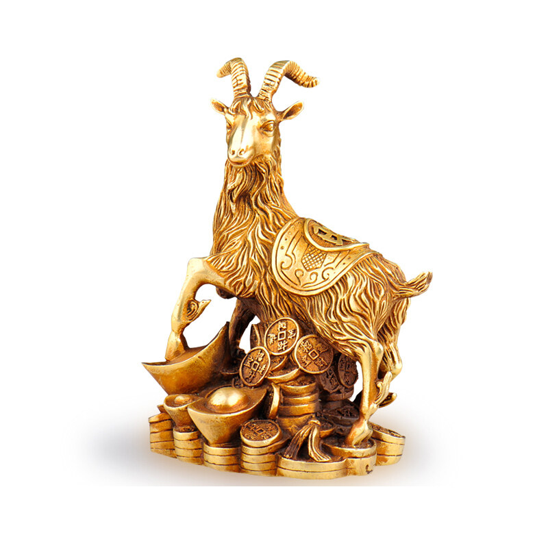 开光纯铜旺财大山羊风水摆件转运镇宅招财元宝生肖羊摆件送证书