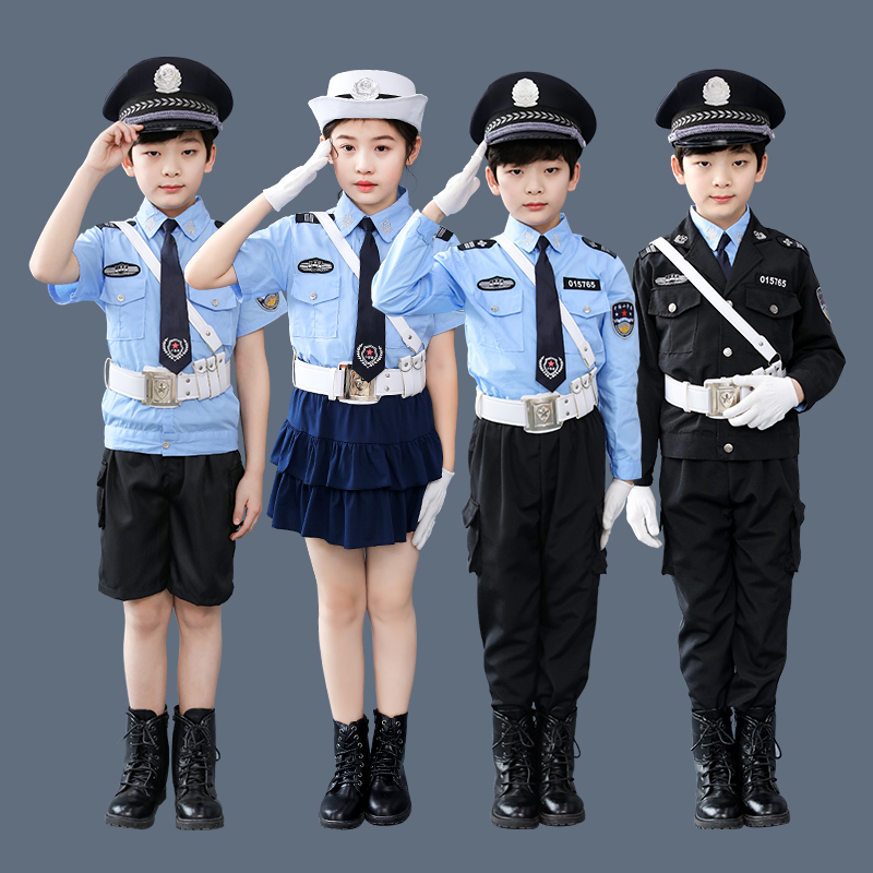 儿童警察服警装儿童警服交警纯棉童装男孩演出服特警军装生日服