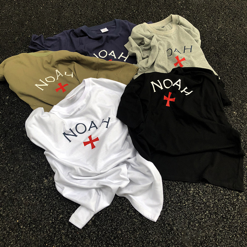 包邮 欧美潮牌noaht恤十字架嘻哈宽松男女情侣t恤串标打底衫ins短袖