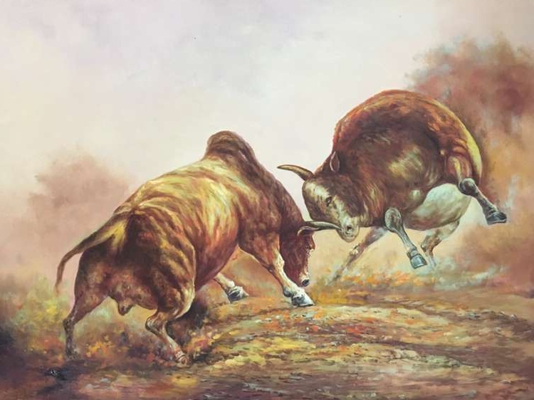 谢强《斗牛》实力派画家