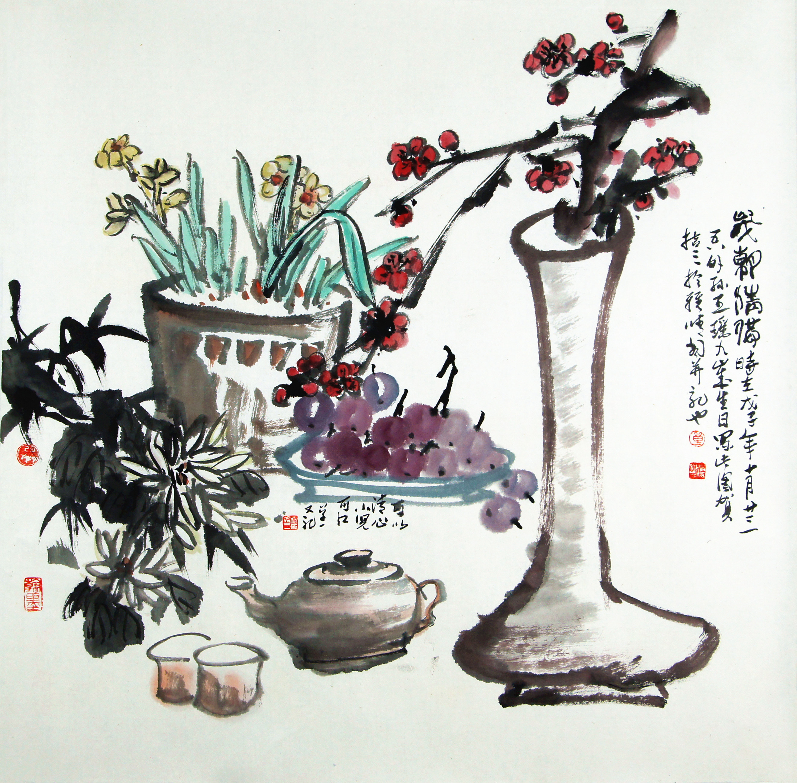 四川美院 杨哲三《清供图》杜显清入室弟子