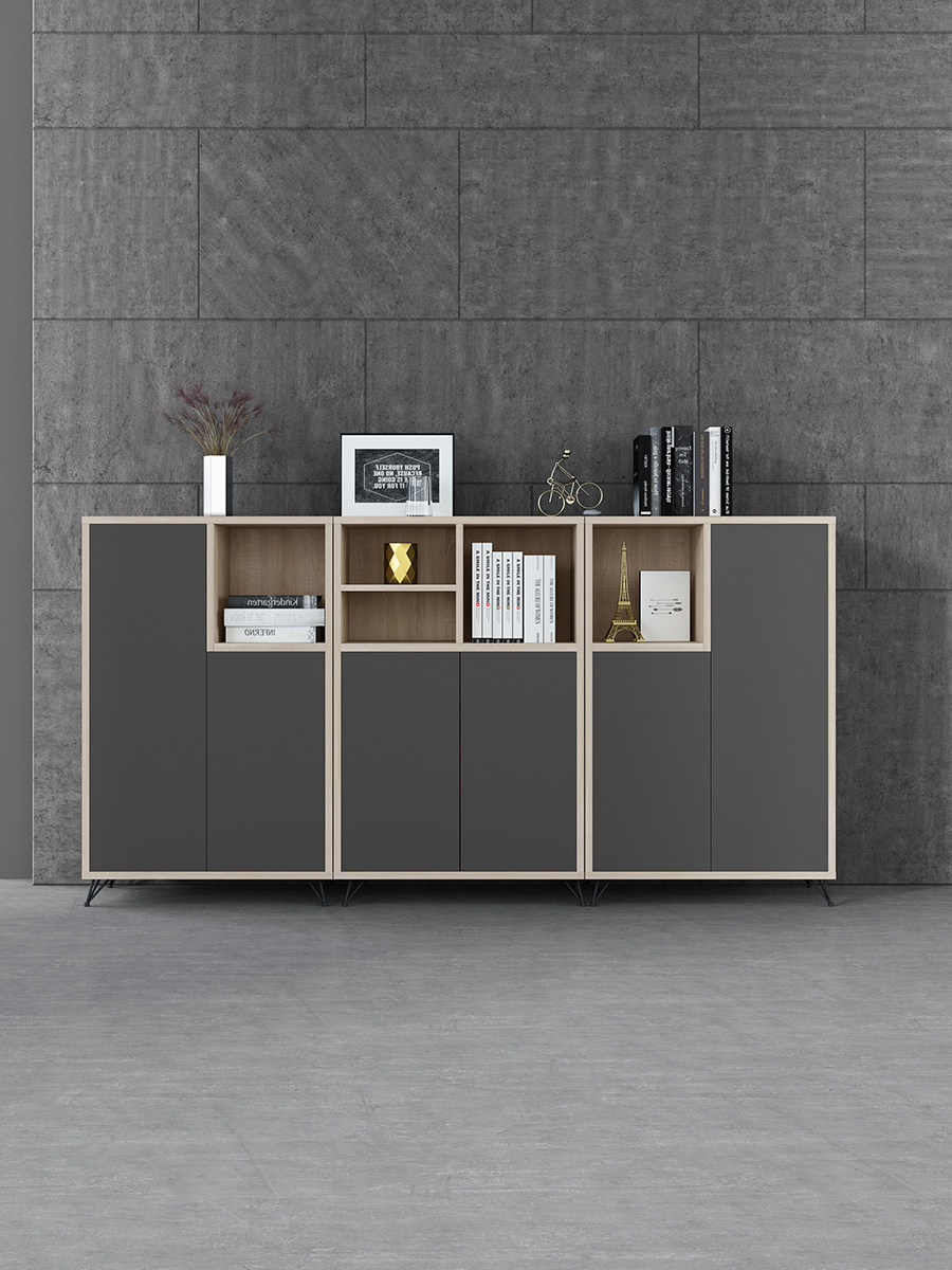 办公室文件柜木质落地柜低柜资料柜工业风档案柜隔断柜边柜矮柜子