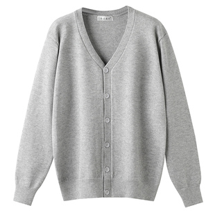 男士针织开衫秋冬季新款线衣v领休闲修身加厚灰色毛衣外套