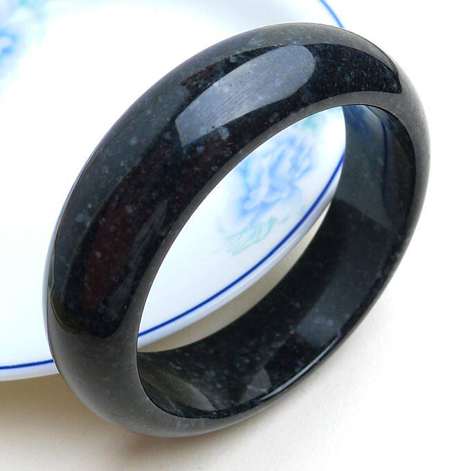 a货翡翠 细糯种黑翡正装手镯 96.12g 内径:59.3mm