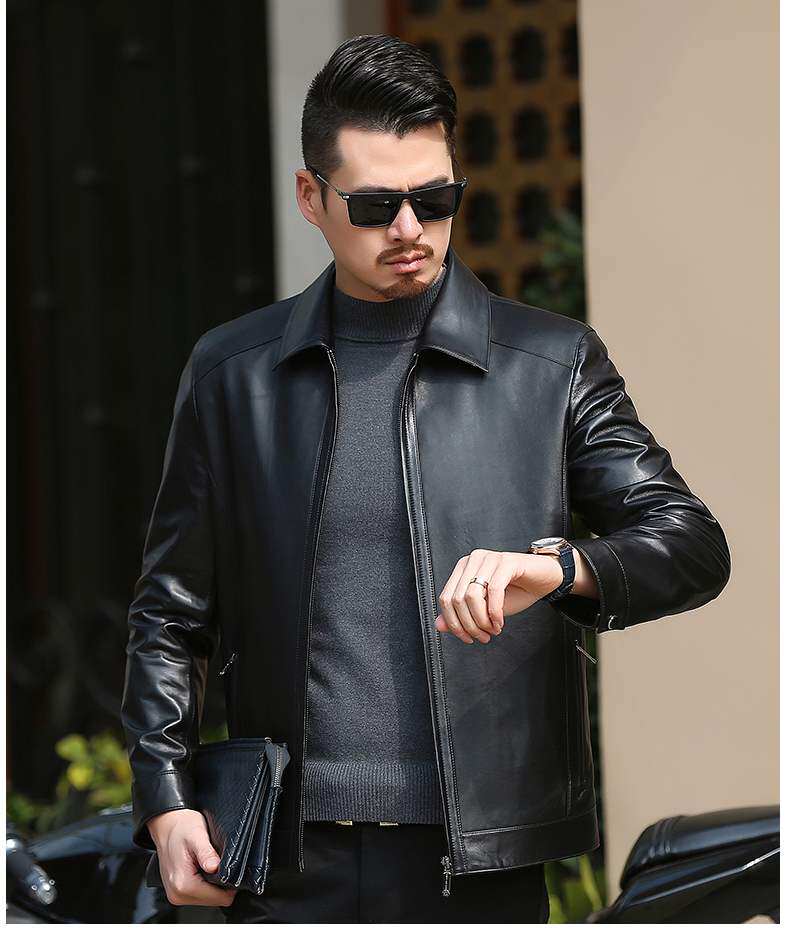 单皮夹克男 真皮 薄款_海宁男士薄款头层皮衣真皮加绒皮夹克单皮外套