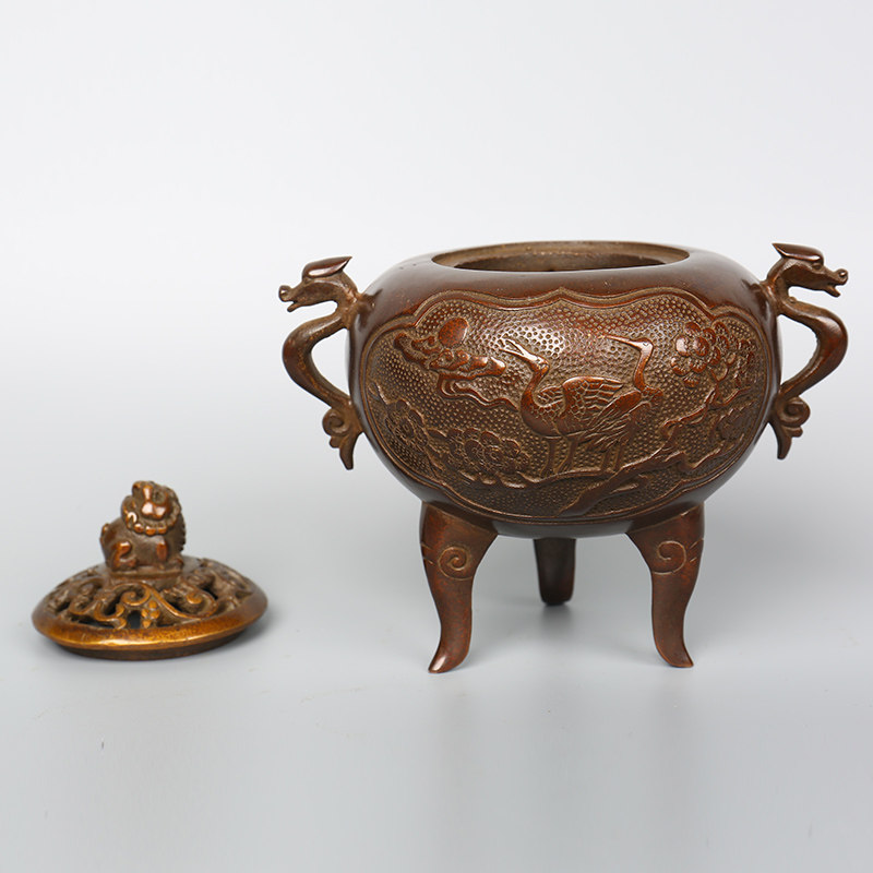 【即刻拍】非物质文化遗产 青铜器制作技艺 仿古铜器 松鹤炉