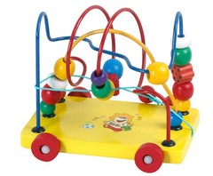 儿童木制新款四款拖车绕珠玩具 儿童宝宝早教木制串珠1-2-3岁