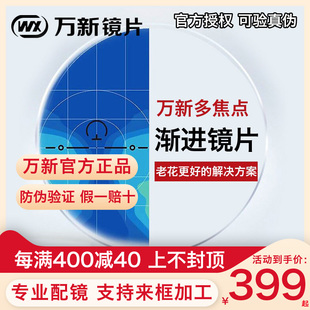 万新酷龄渐进片 抗疲劳防蓝光中老年人 多焦点近视远视老花眼镜片