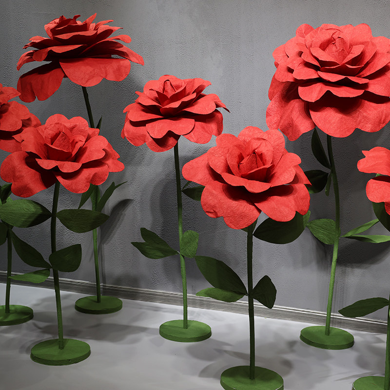 婚庆大型纸艺花楼兰玫瑰花婚礼舞台背景橱窗装饰手工纸花路引摆件