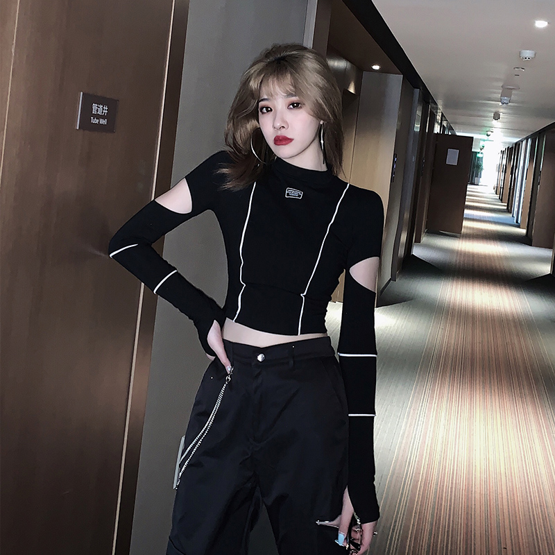 酷女孩辣妹穿搭爵士舞风格女装工装裤子搭配明线设计感上衣套装潮