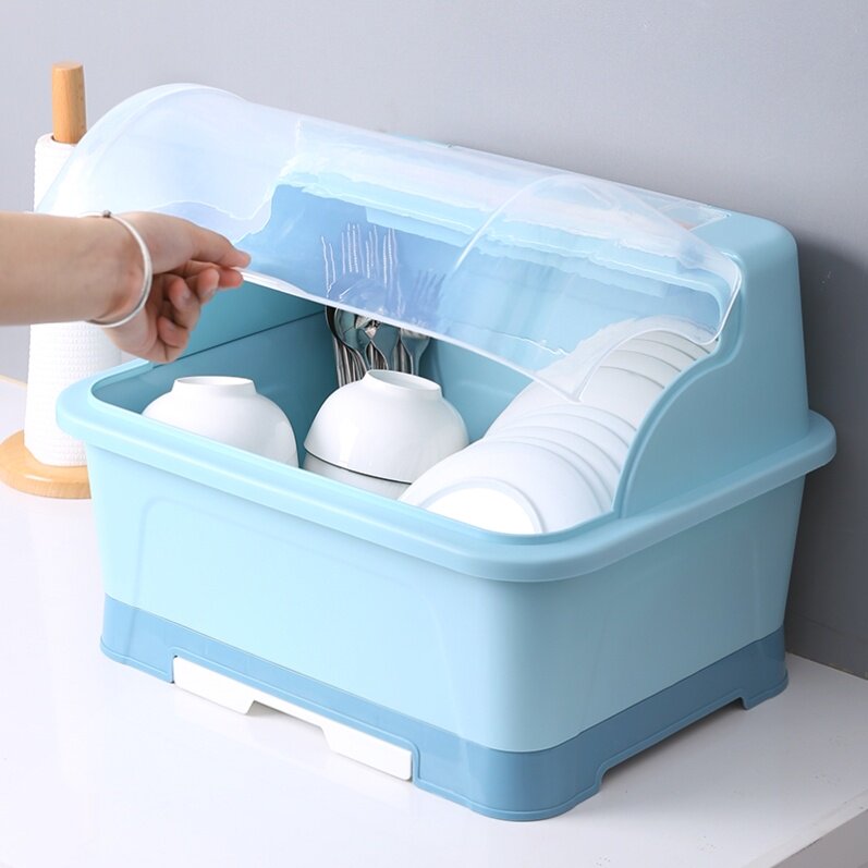 厨房大号塑料碗柜带盖沥水碗架装碗碟碗筷收纳盒放碗箱餐具置物架