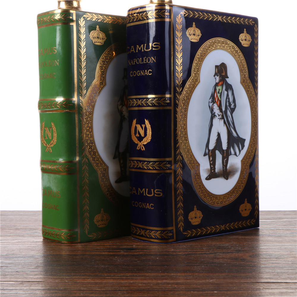 45/90年代卡慕金花拿破仑瓷书白兰地40度700ml*2瓶老洋酒拍卖