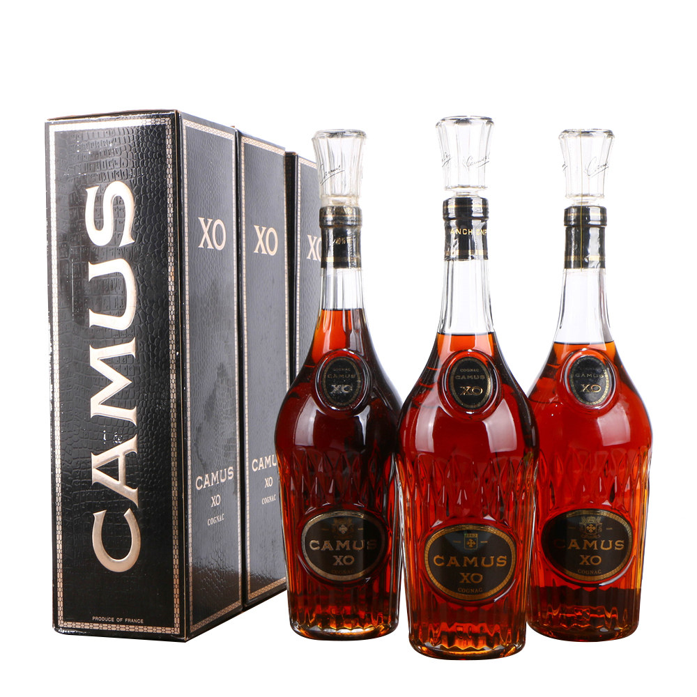 20/80年代卡幕金花长颈xo白兰地40度700ml3瓶老洋酒