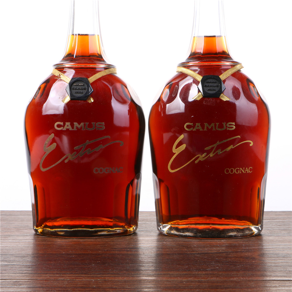 42/90年代初卡慕金花extra特级干邑白兰地 40度700ml*2瓶老洋酒