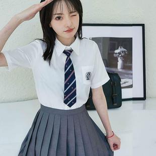 jk制服短袖衬衫日系基础款百褶裙大码夏季学院风衬衣女半身裙套装