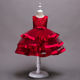 女童红色礼服公主裙高端洋气六一节日主持人钢琴儿童蓬蓬裙演出服