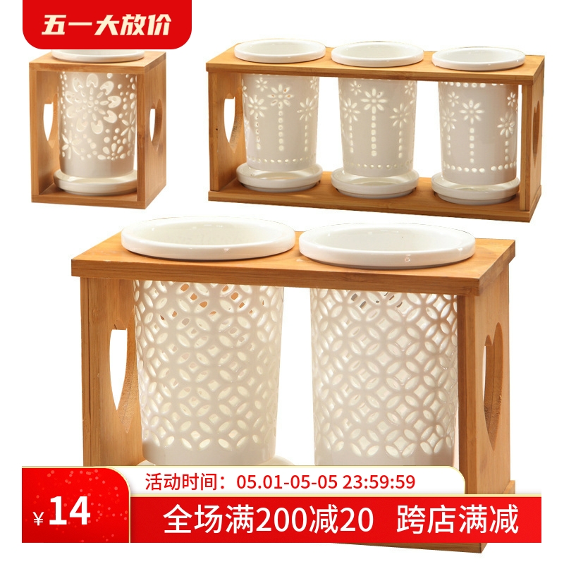 韩式陶瓷筷子篓筷子筒桶笼多孔沥水家用厨房餐具叉勺筷置物收纳盒