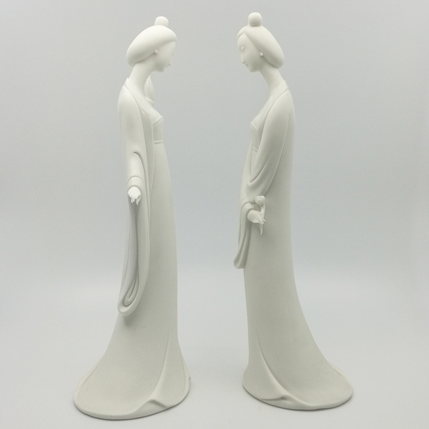 苏辉文《平安如意仕女》雕塑人物摆件一组