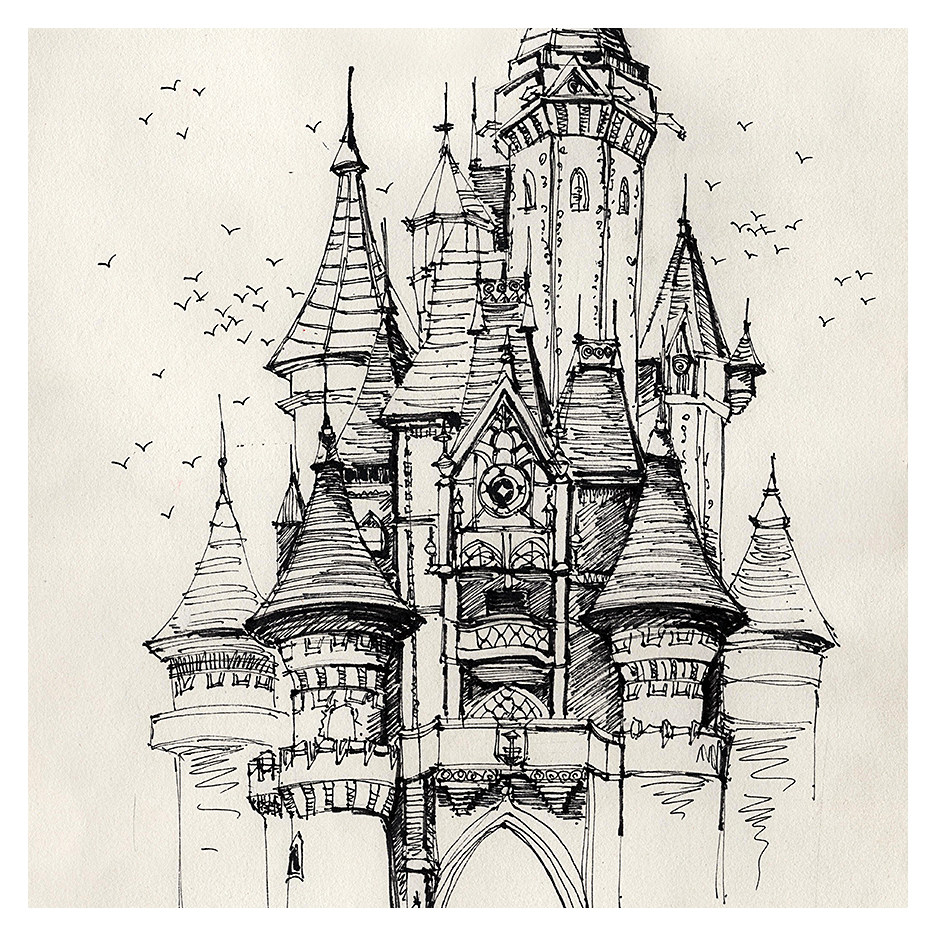 周雪莹《城市风景02》钢笔速写┃ 画框装裱