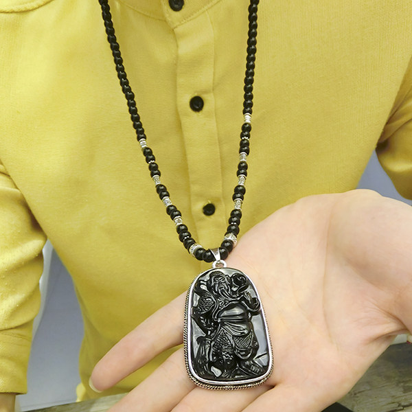 复古民族风关公项链男款霸气个性挂件毛衣链长款百搭时尚装饰品潮