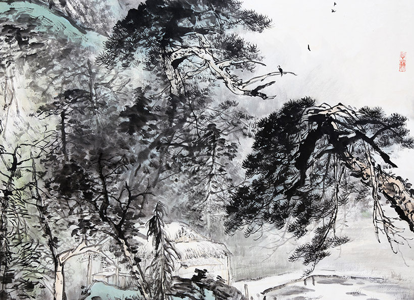 万涛八尺《浅水深山》广西省美协会员