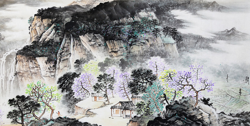 莫春生《幽居图》 广西省美协会员 2.4米 墨华斋9476