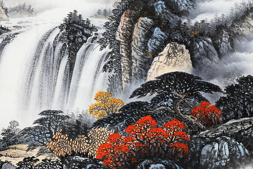 陈晓强《秋山飞瀑》四尺 墨华斋8771