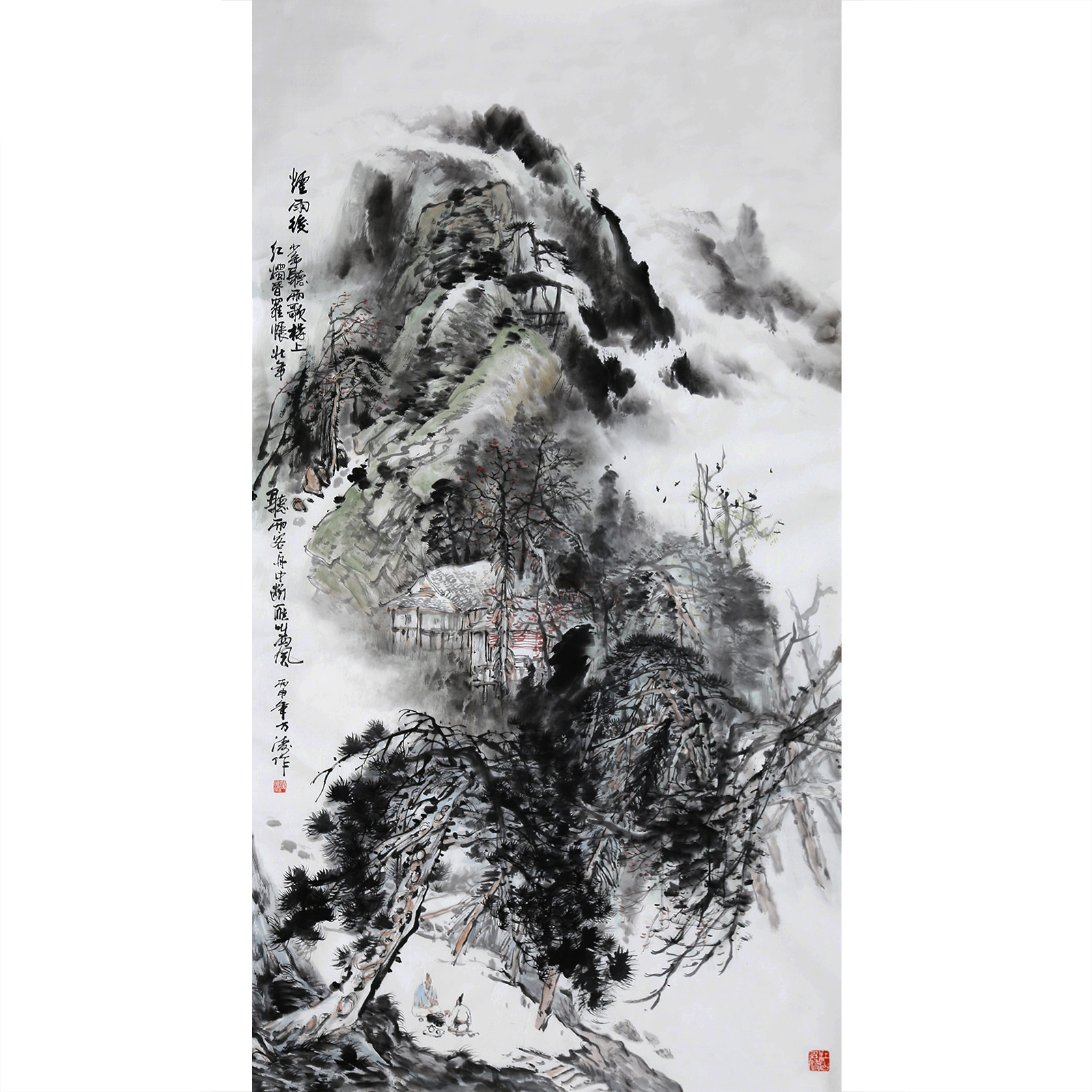 名家字画书画拍卖 万涛《烟雨后》手绘国画山水画 墨华斋0808