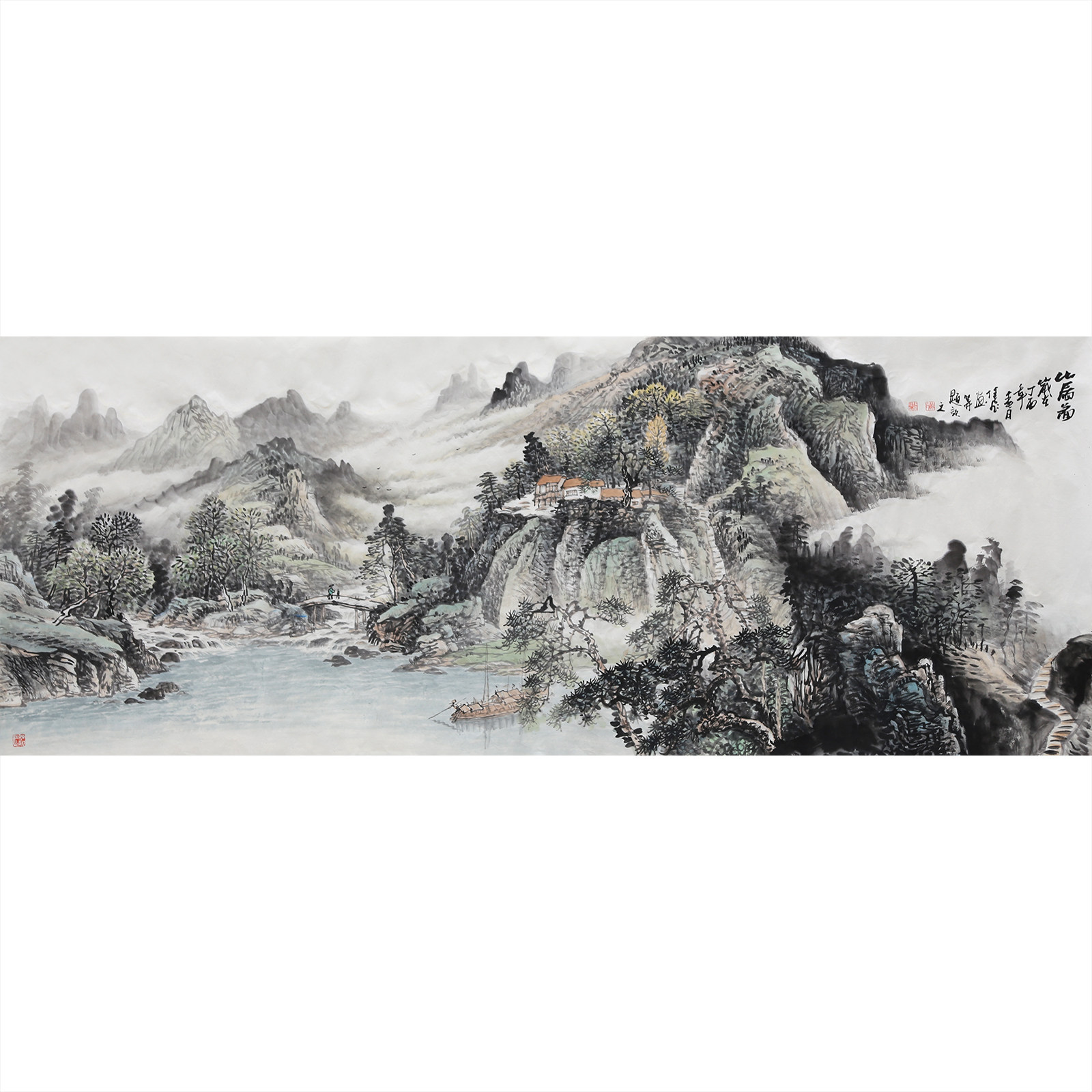 黄任飞《山居图》180x70cm 广西省美协会员 墨华斋8715