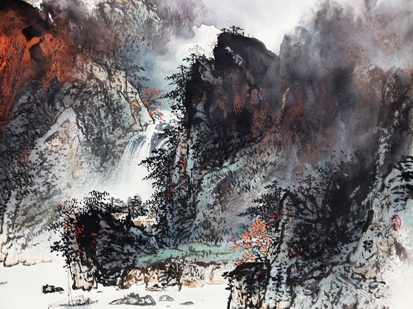 河南大学 张春丽《峡江秋韵》 东方美术家协会理事 四尺 9107