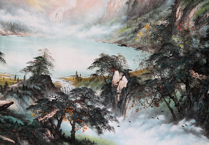 万波《旭日东升》省美协会员 2.4米 墨华斋8353