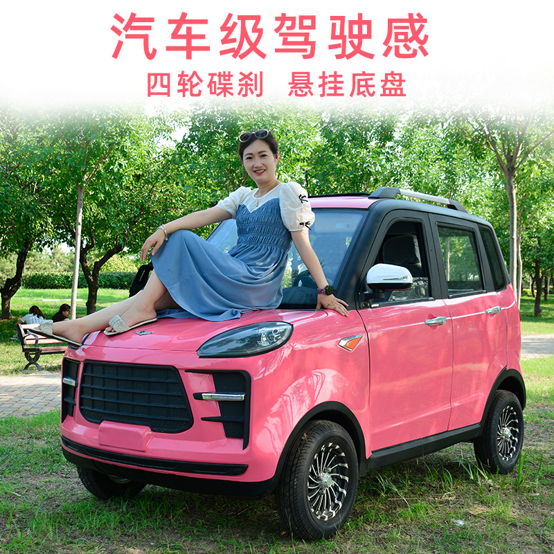 女士老头乐电动小四轮成人代步车新能源电瓶汽车家用油电两用轿车