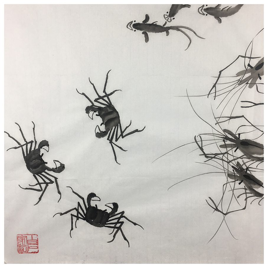 董长青《水府三友》 齐白石门人 国家一级画师