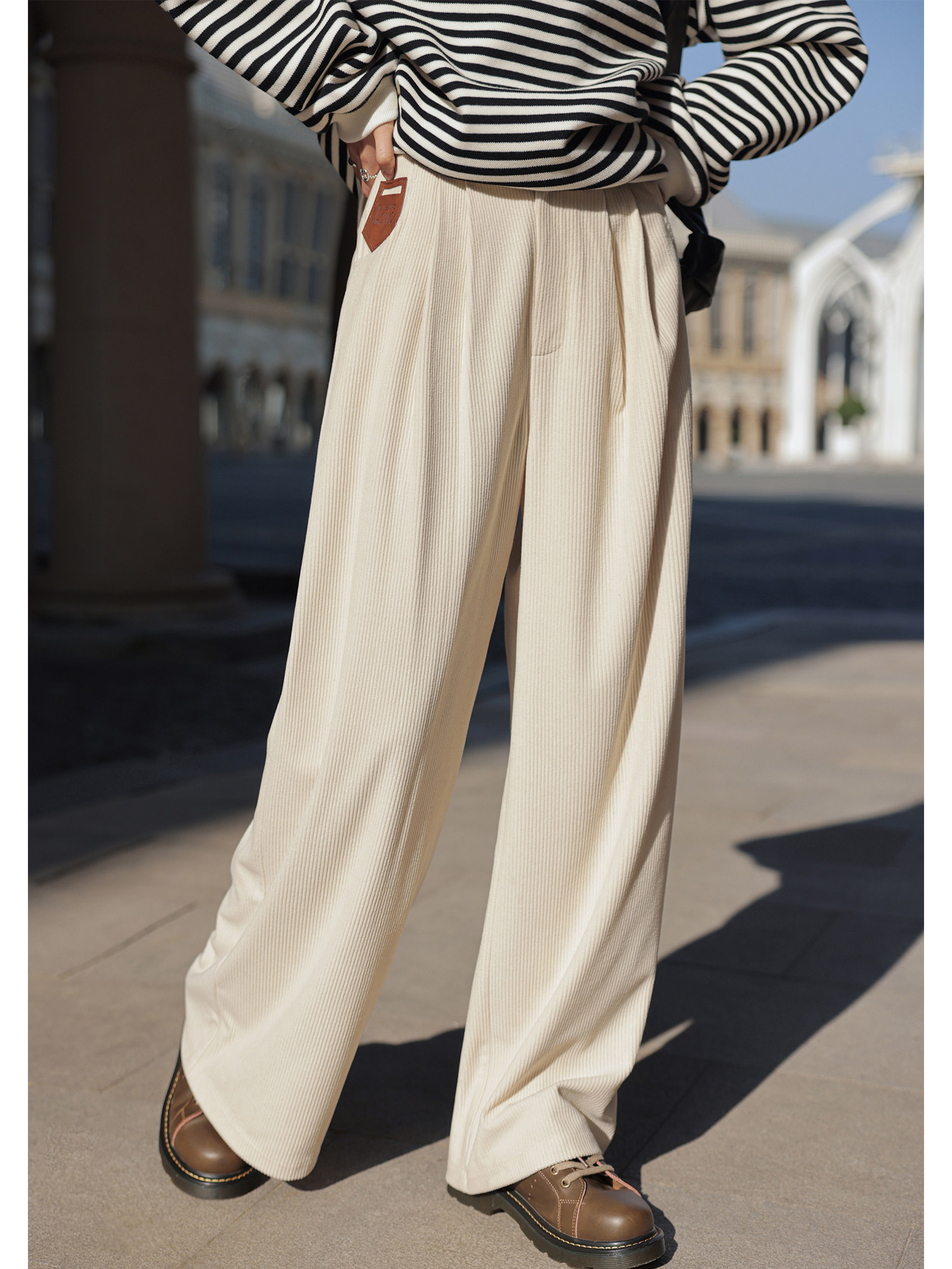 白色阔腿裤女2021年新款秋冬