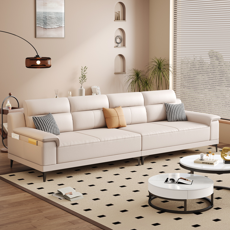 奶油风猫抓布小户型布艺沙发客厅简约现代三四人直排2024新款家具