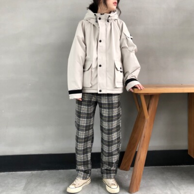 北原山猫 日系冬季基础款多口袋宽松休闲工装纯色连帽棉衣/男女_双氙